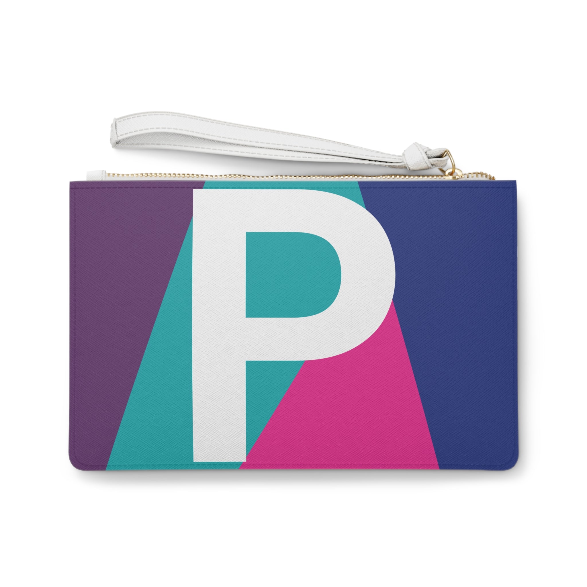 Monogram 'P' Colorblock Clutch Bag — Bold Geometric Wristlet for Everyday & Gifts