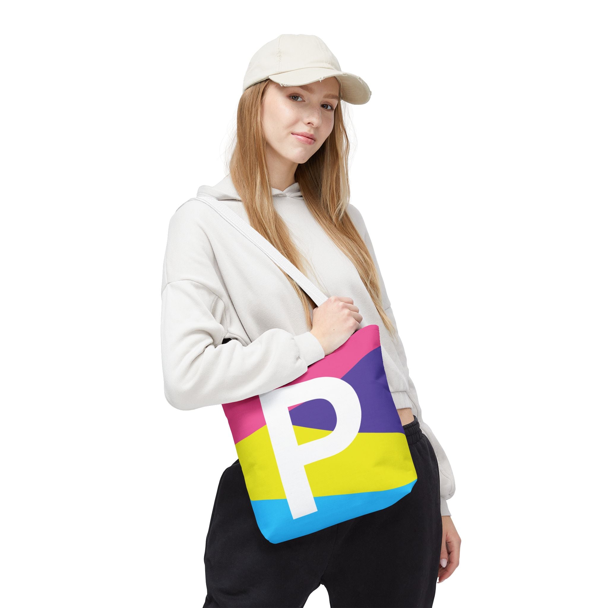 Monogram 'P' Colorblock Tote Bag — Personalized Initial P Shoulder Tote