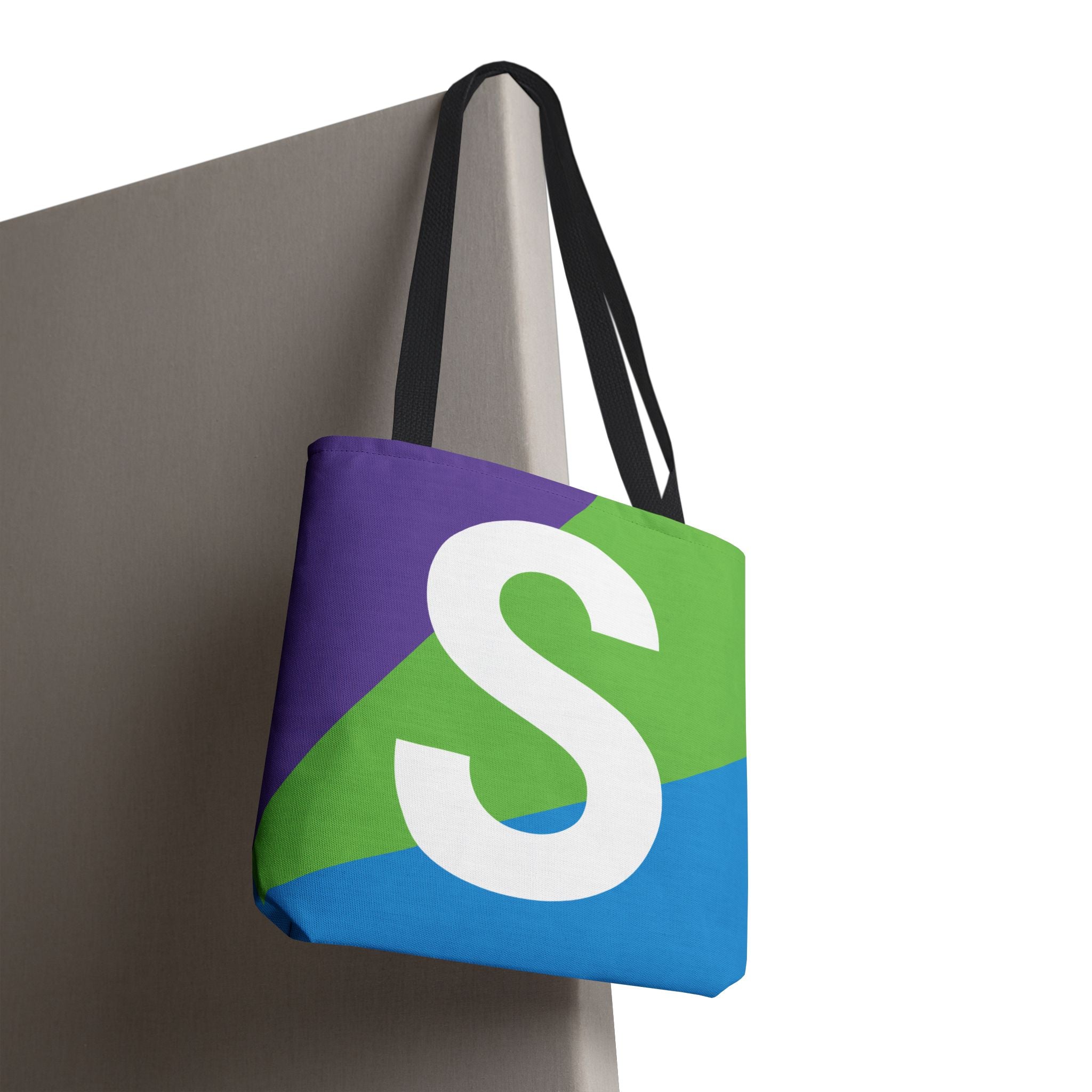 Monogram 'S' Colorblock Tote Bag — Personalized Initial S Shoulder Tote