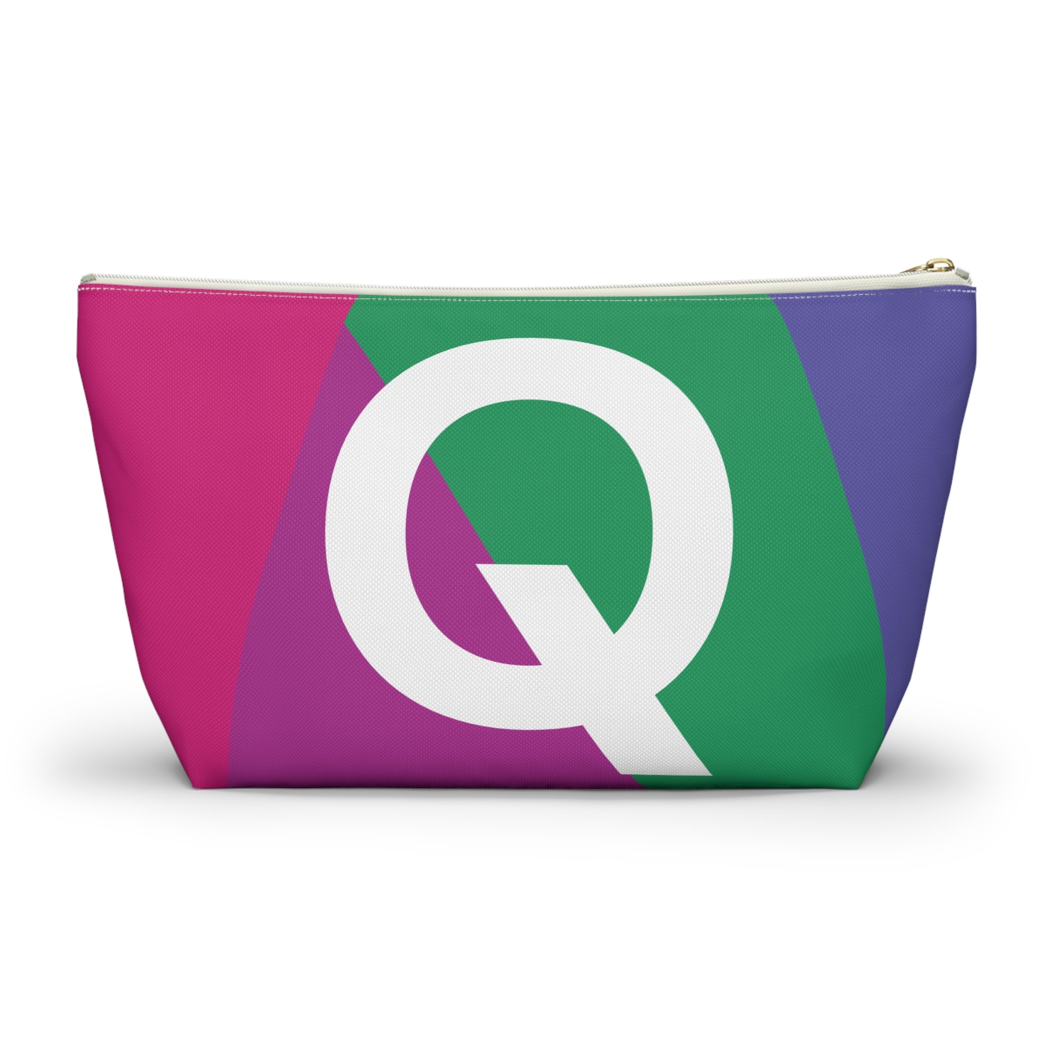 Initials Colorblock Accessory Pouch — Monogram Q T-Bottom Cosmetic Bag