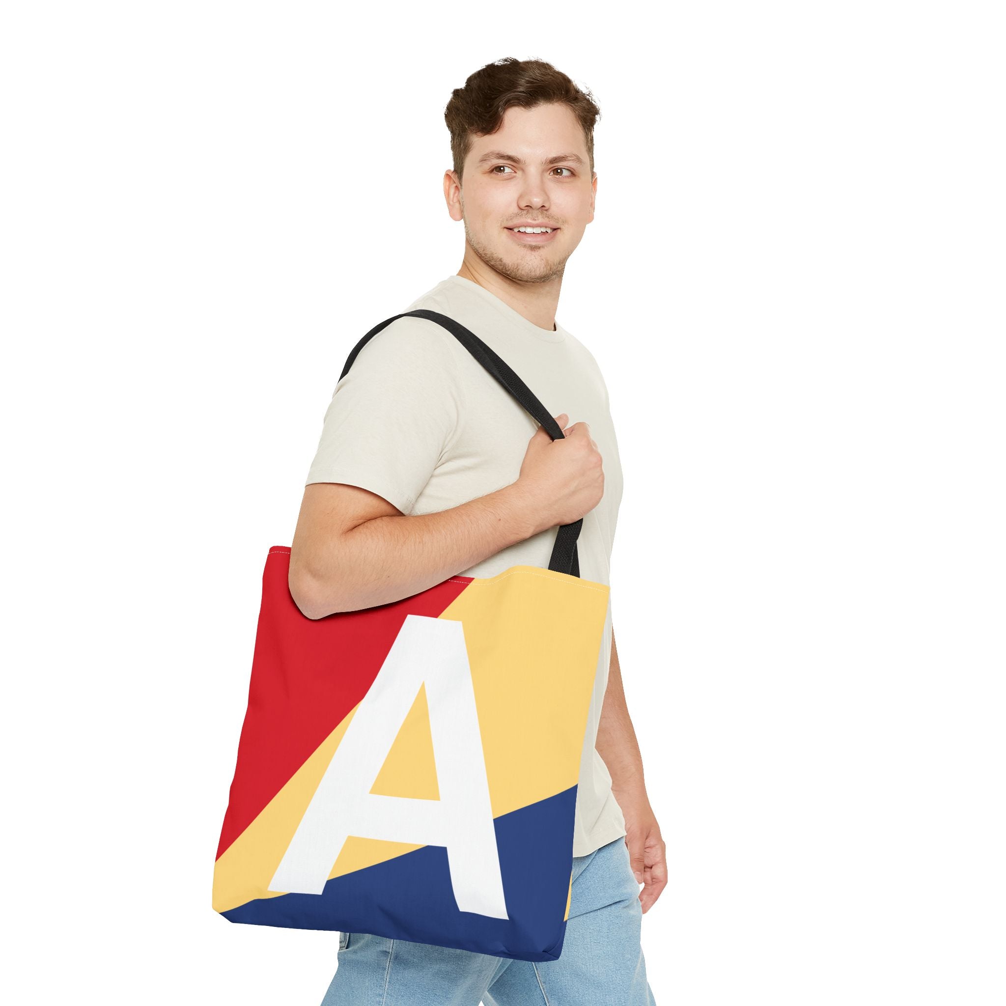 Monogram 'A' Colorblock Tote Bag — Personalized Initial A Shoulder Tote