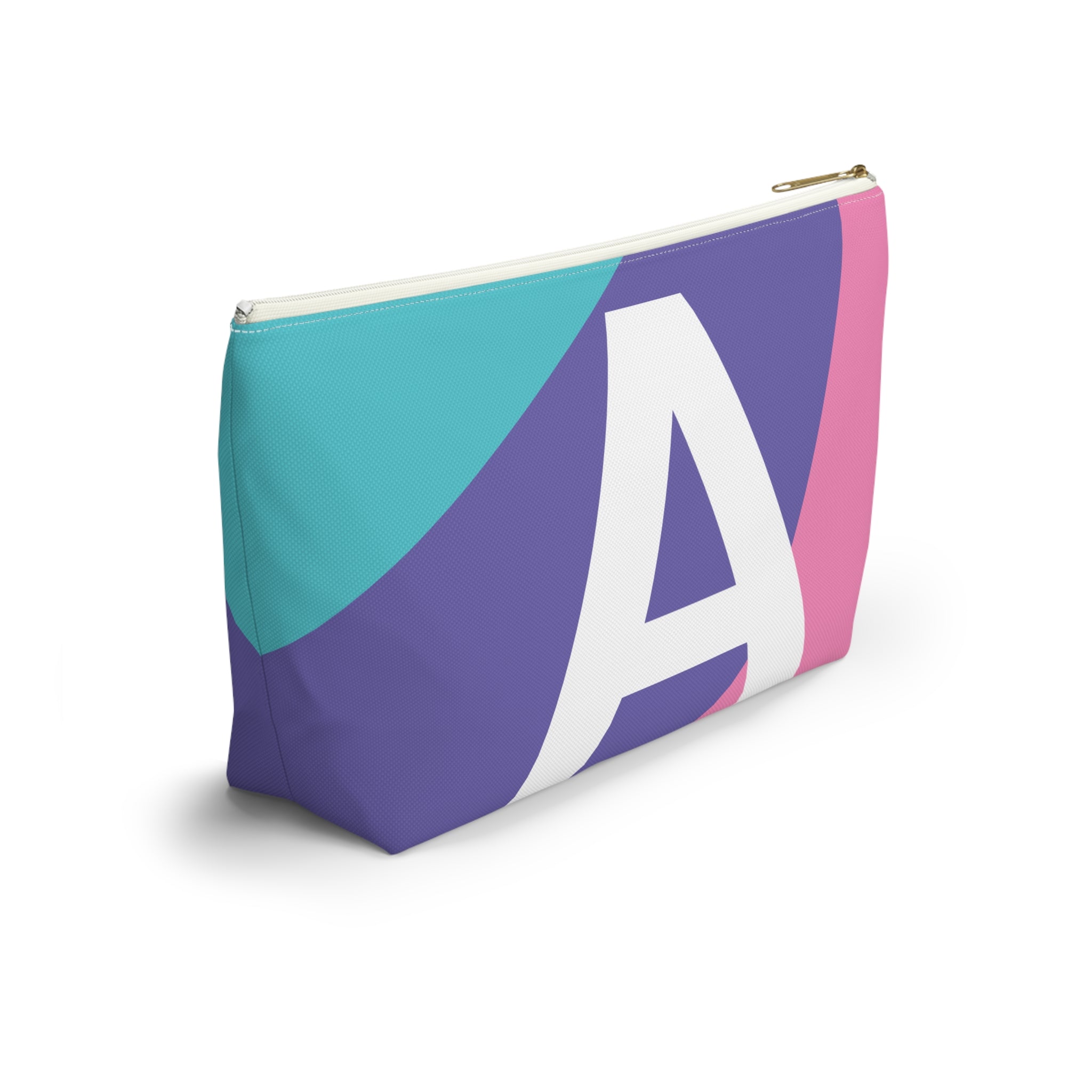 Initials Colorblock Accessory Pouch — Monogram A T-Bottom Cosmetic Bag