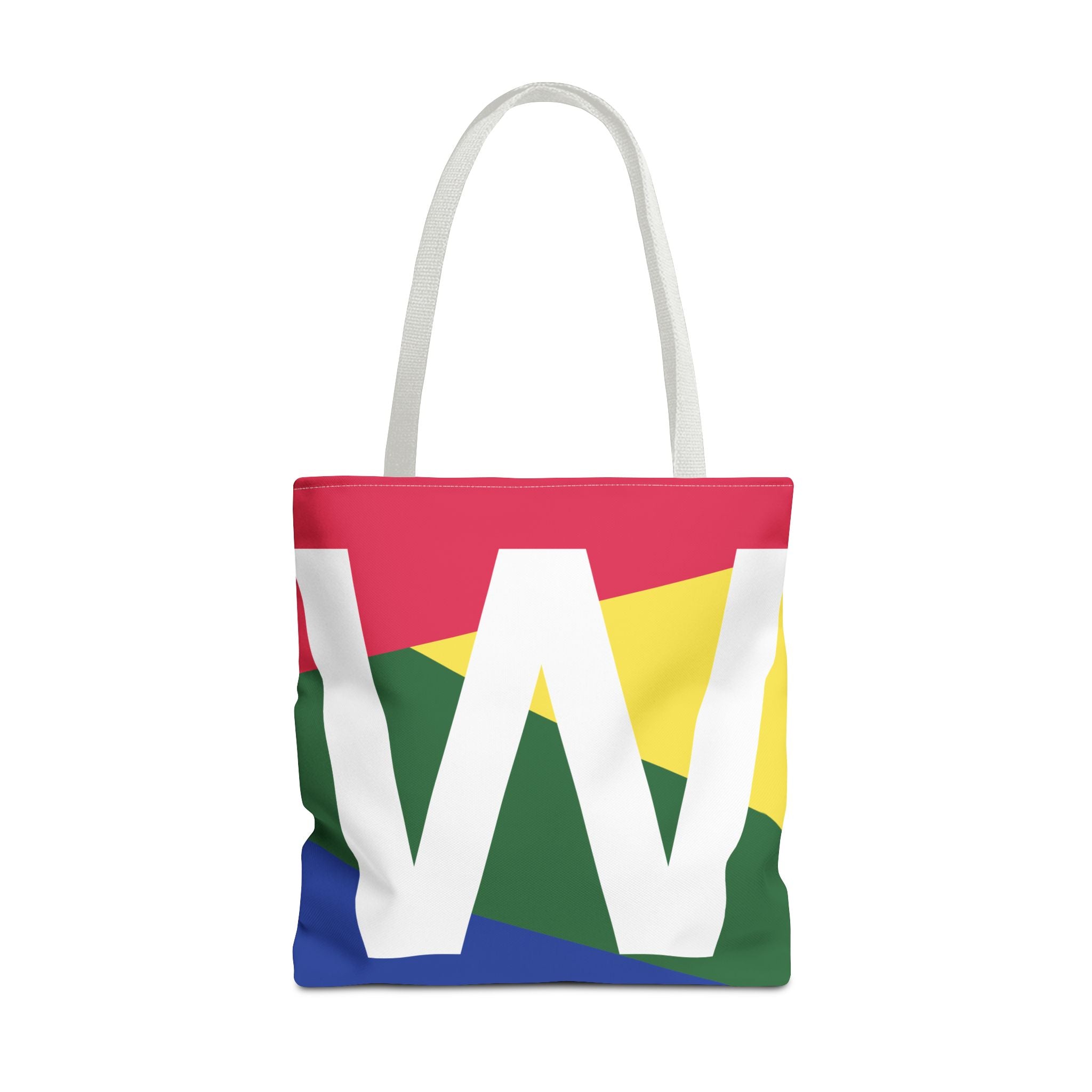 Monogram 'W' Colorblock Tote Bag — Personalized Initial W Shoulder Tote