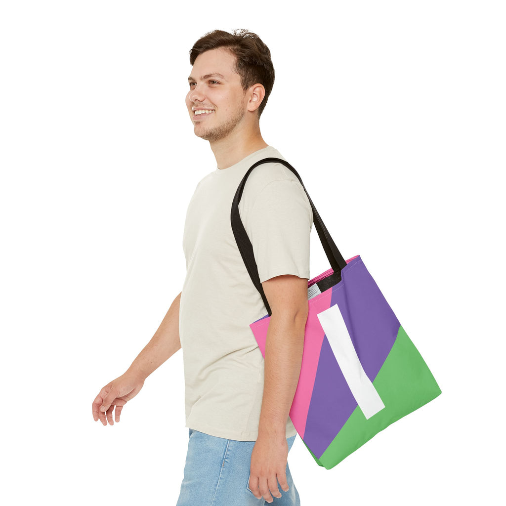 Monogram 'I' Colorblock Tote Bag — Personalized Initial I Shoulder Tote