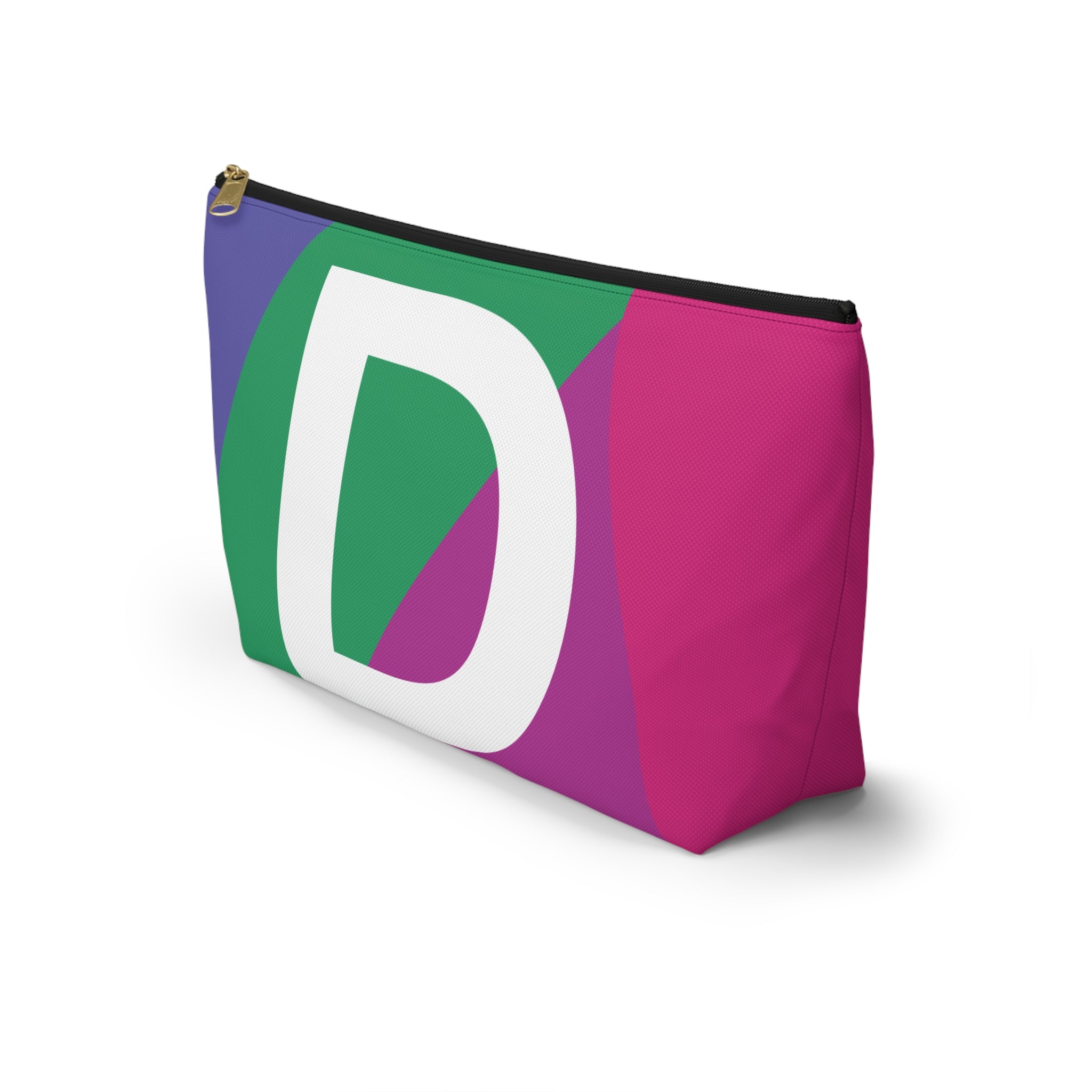Initials Colorblock Accessory Pouch — Monogram D T-Bottom Cosmetic Bag