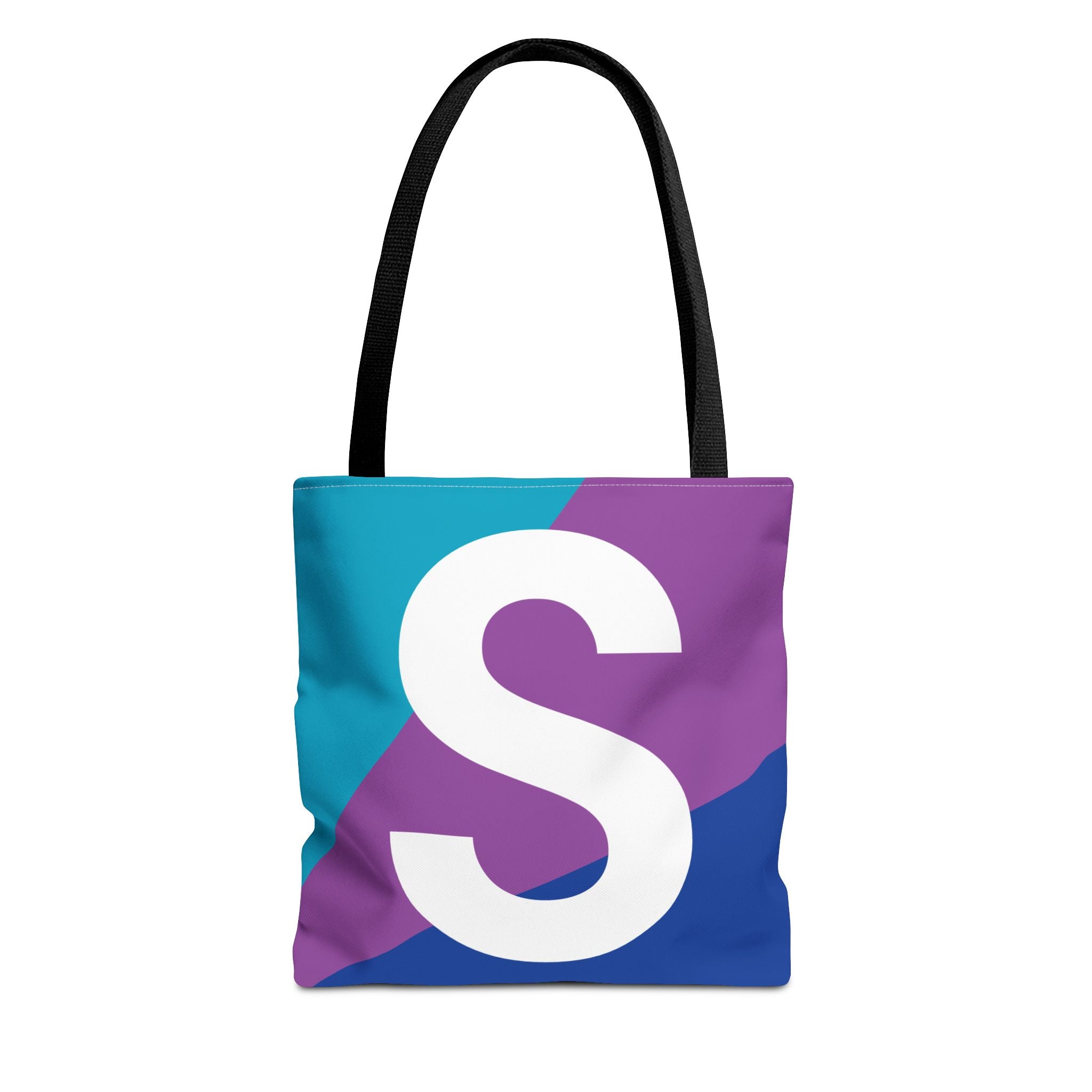 Monogram 'S' Colorblock Tote Bag — Personalized Initial S Shoulder Tote