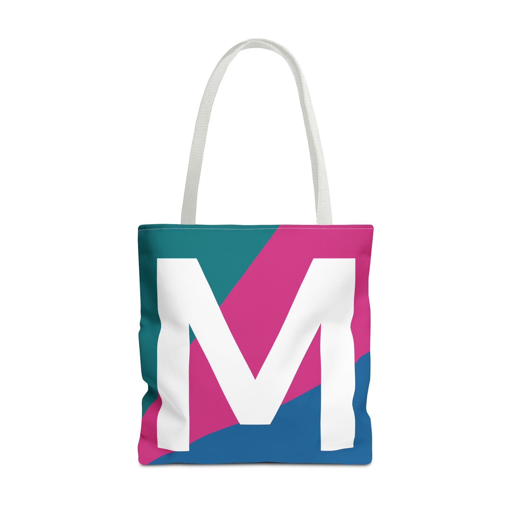 Monogram 'M' Colorblock Tote Bag — Personalized Initial M Shoulder Tote