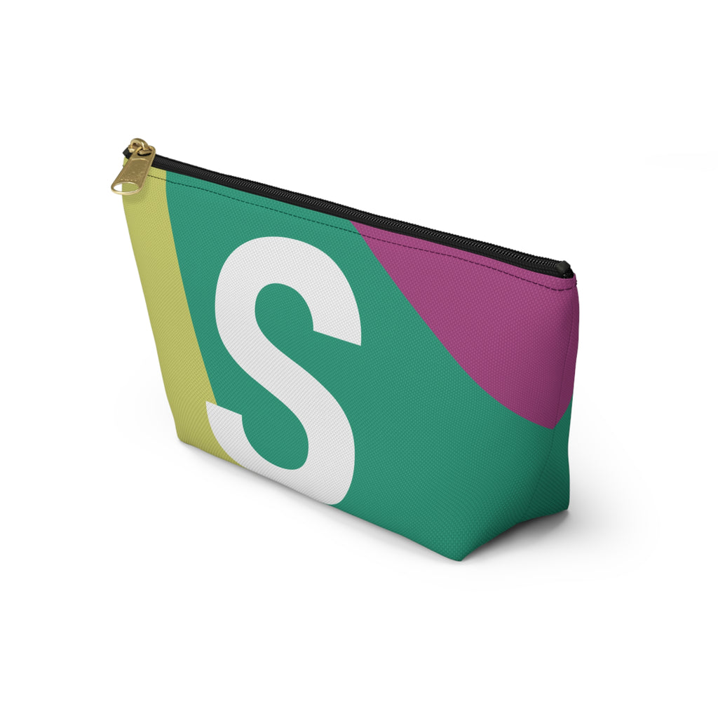 Initials Colorblock Accessory Pouch — Monogram S T-Bottom Cosmetic Bag