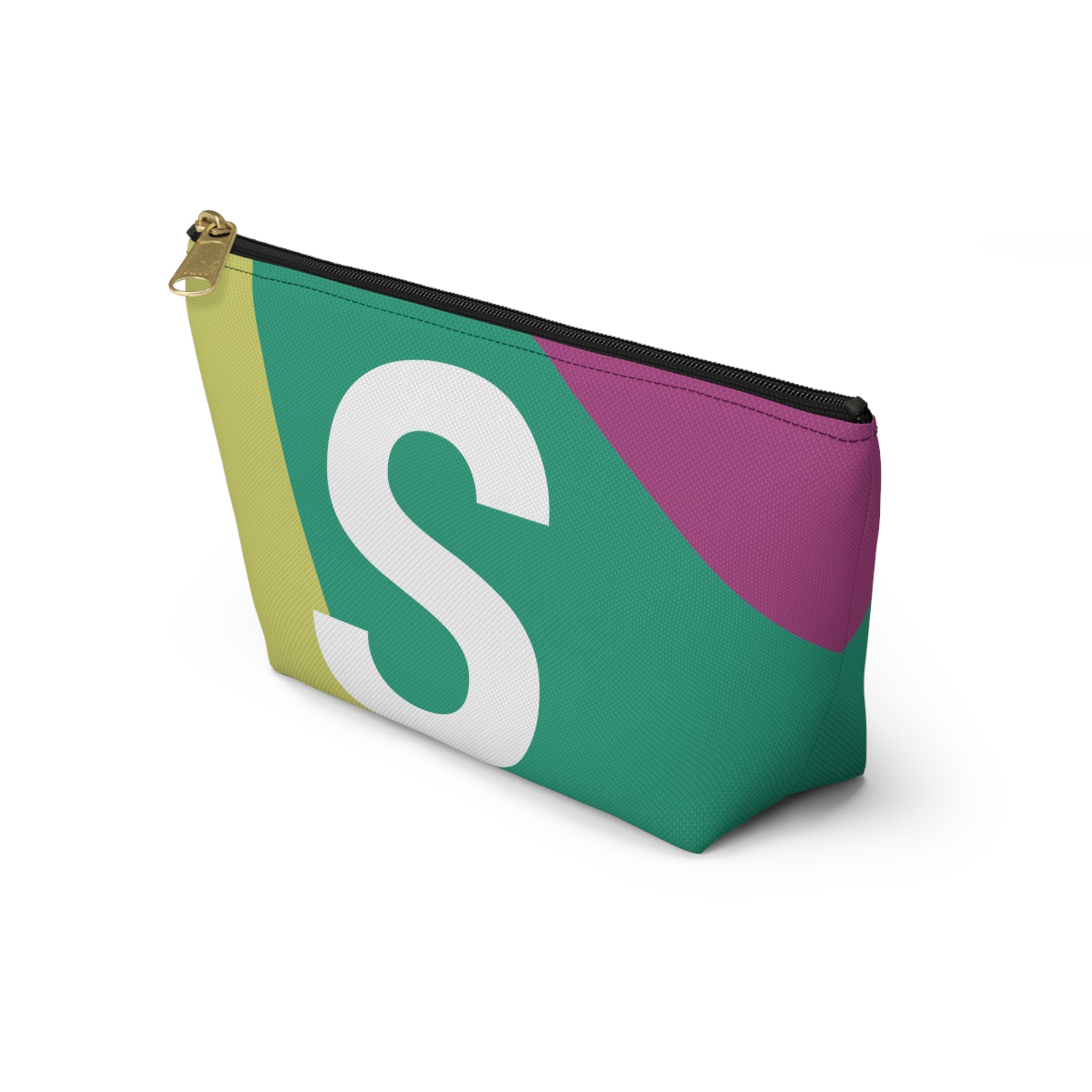 Initials Colorblock Accessory Pouch — Monogram S T-Bottom Cosmetic Bag