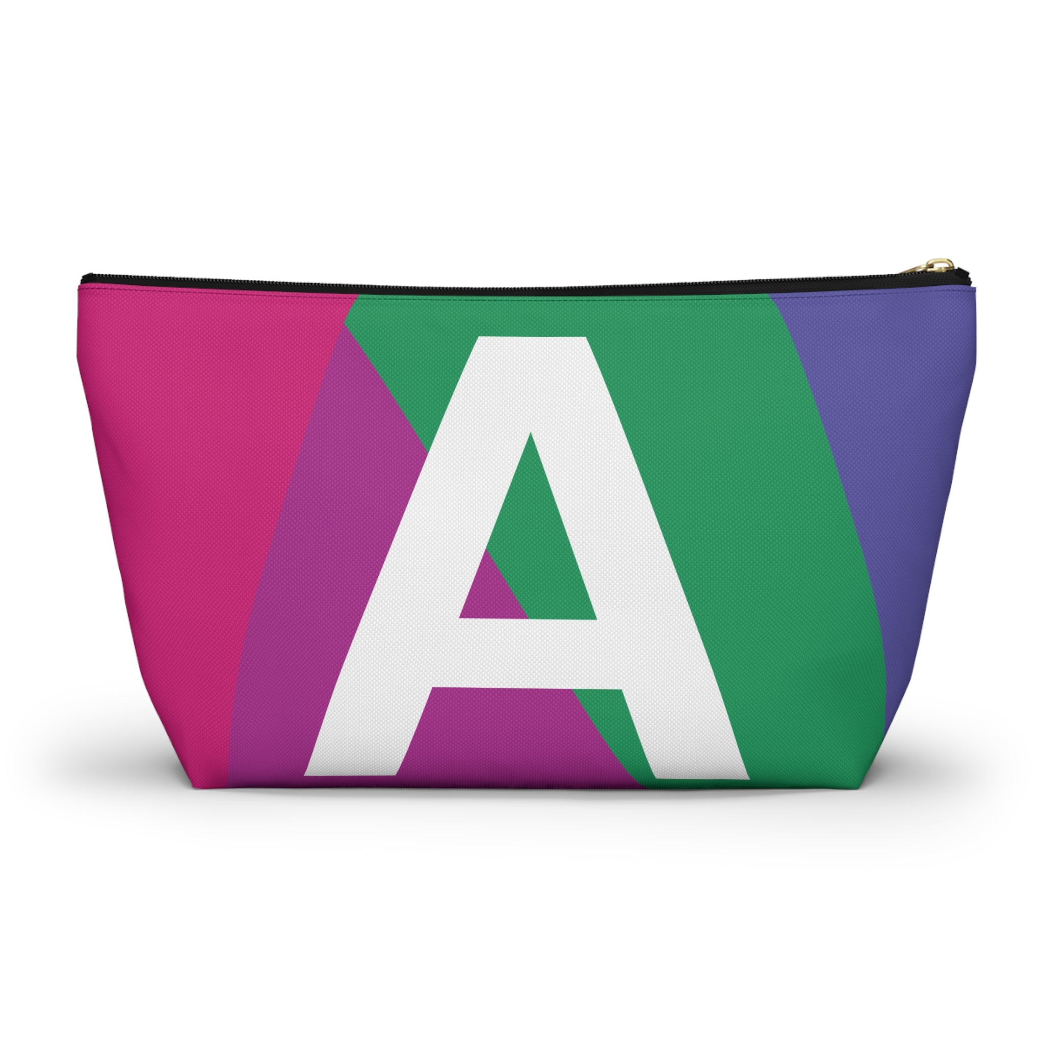 Initials Colorblock Accessory Pouch — Monogram A T-Bottom Cosmetic Bag
