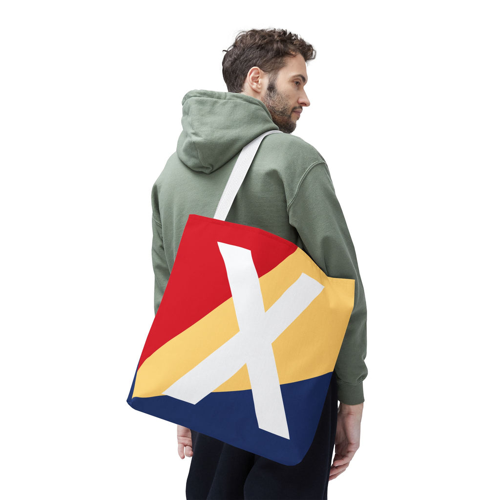 Monogram 'X' Colorblock Tote Bag — Personalized Initial X Shoulder Tote