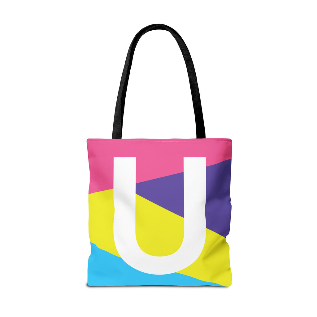 Monogram 'U' Colorblock Tote Bag — Personalized Initial U Shoulder Tote