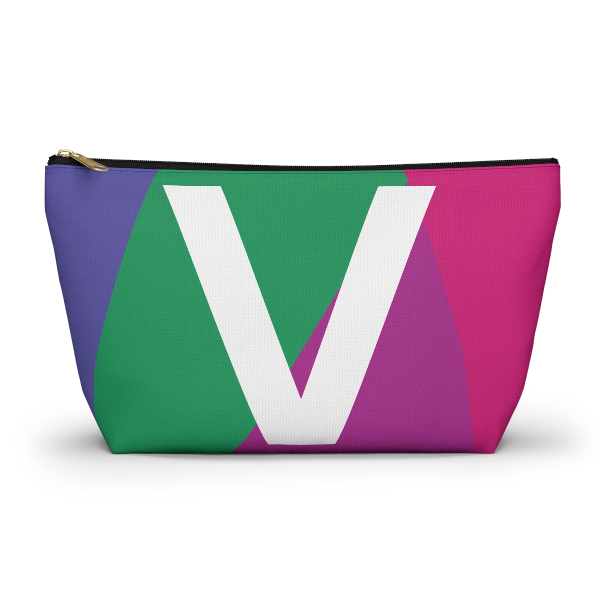 Initials Colorblock Accessory Pouch — Monogram V T-Bottom Cosmetic Bag