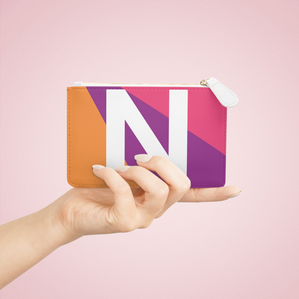 Initial N Mini Clutch — Colorblock Monogram Wristlet Wallet