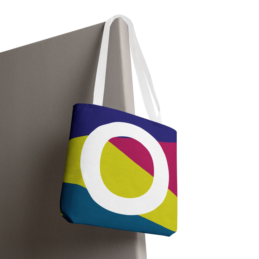 Monogram 'O' Colorblock Tote Bag — Personalized Initial O Shoulder Tote
