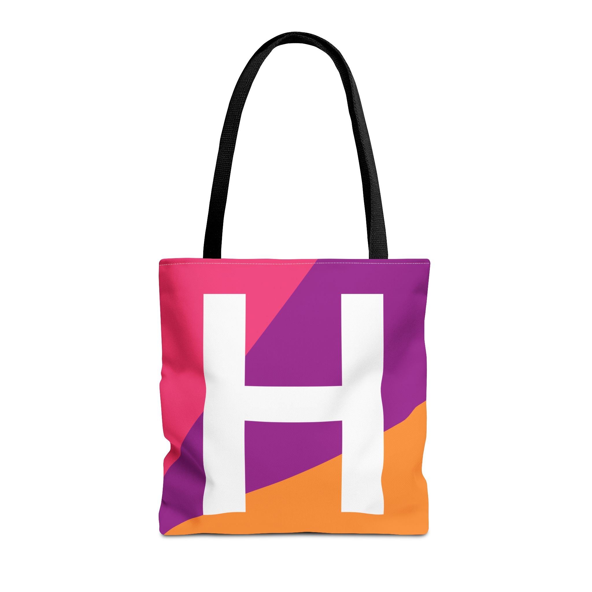 Monogram 'H' Colorblock Tote Bag — Personalized Initial H Shoulder Tote