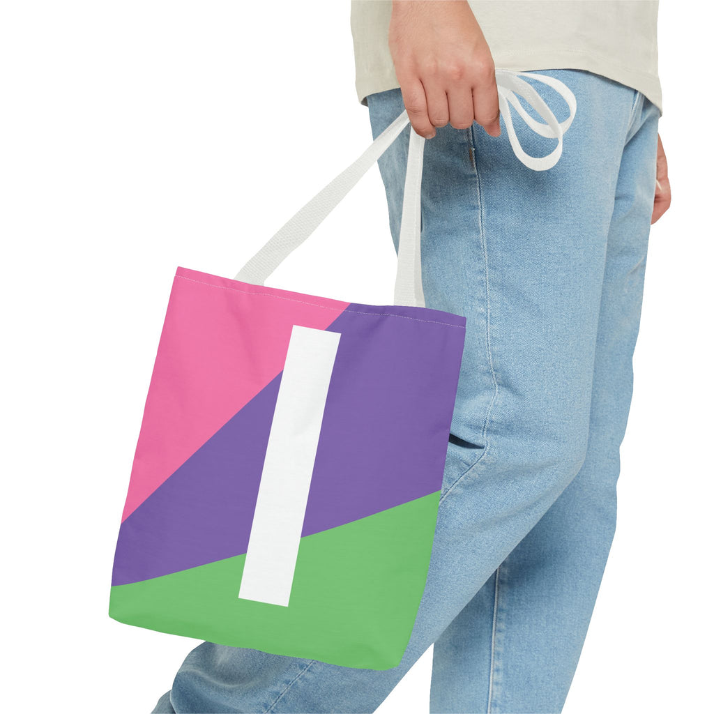 Monogram 'I' Colorblock Tote Bag — Personalized Initial I Shoulder Tote