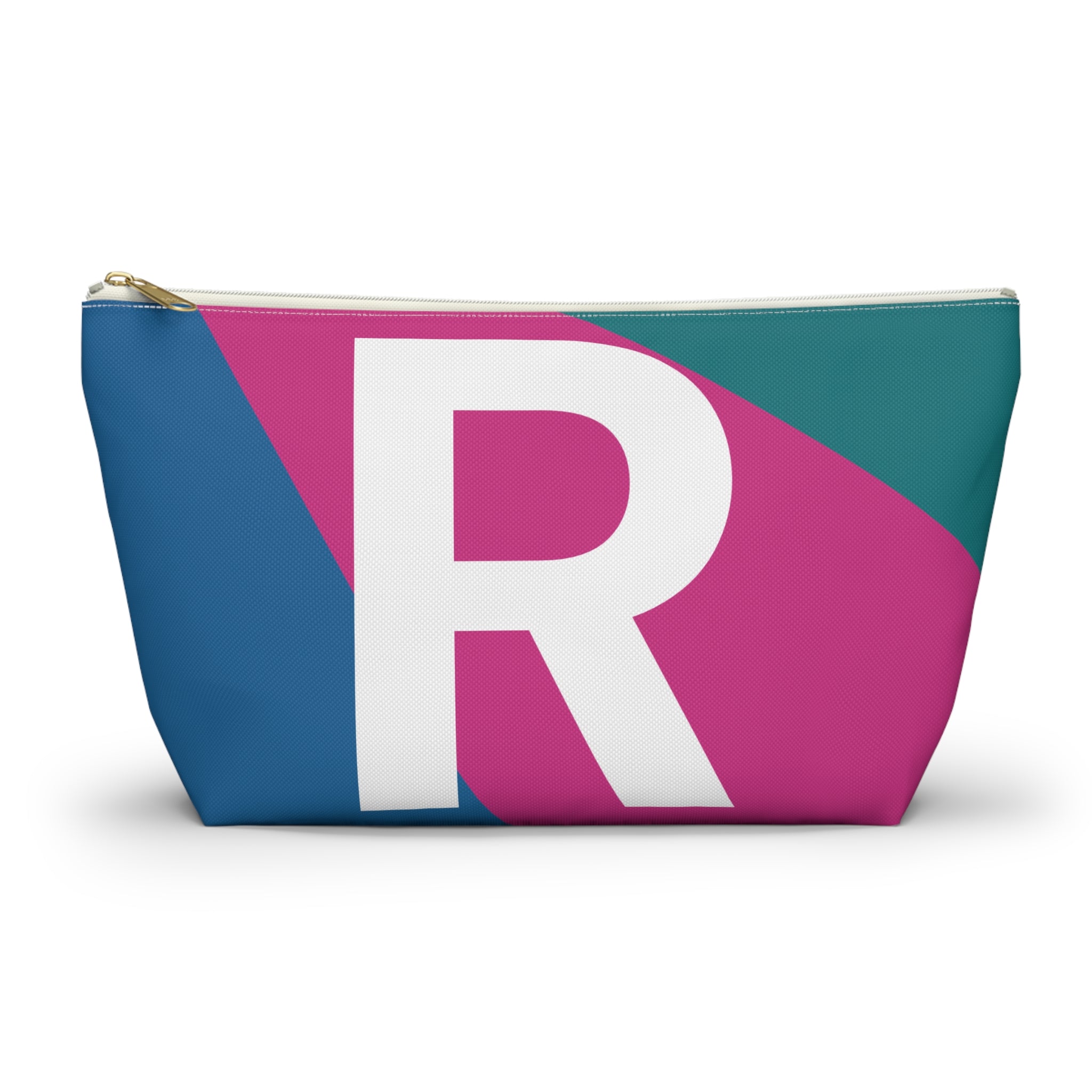 Initials Colorblock Accessory Pouch — Monogram R T-Bottom Cosmetic Bag