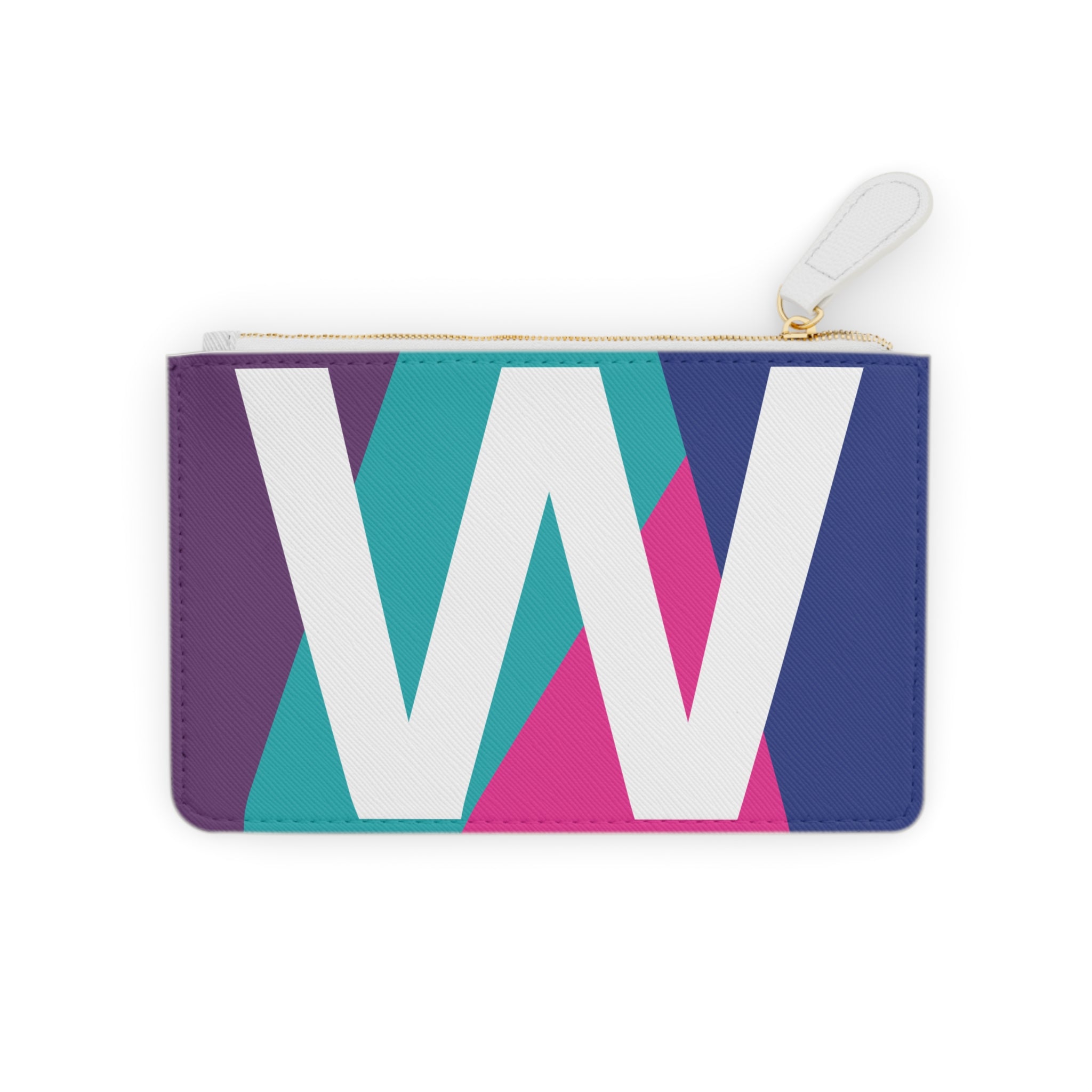 Initial W Mini Clutch — Colorblock Monogram Wristlet Wallet