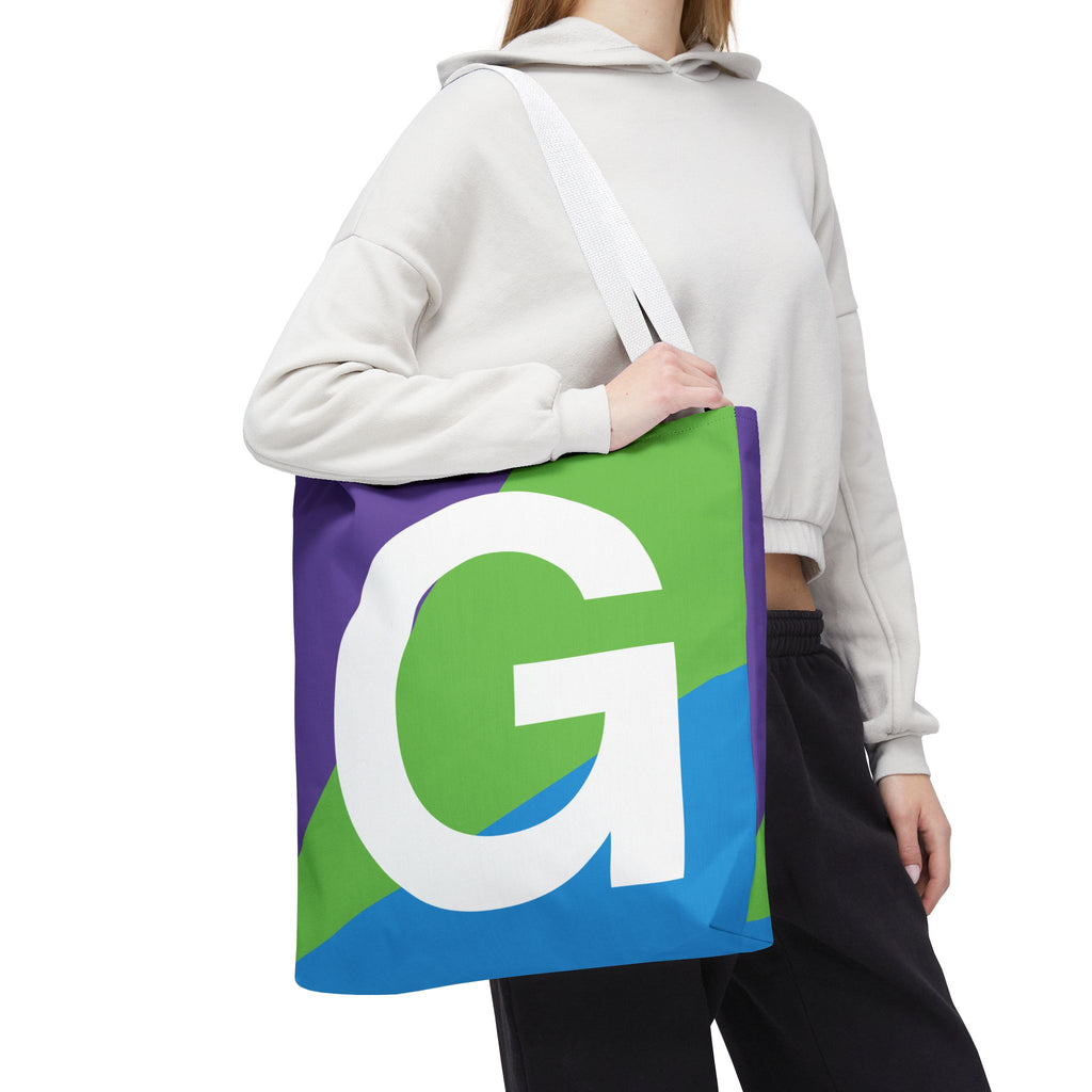 Monogram 'G' Colorblock Tote Bag — Personalized Initial G Shoulder Tote