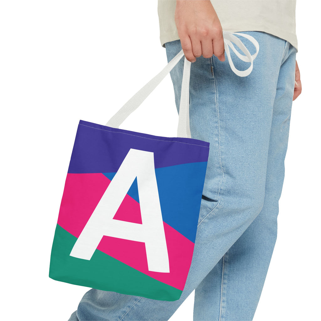 Monogram 'A' Colorblock Tote Bag — Personalized Initial A Shoulder Tote