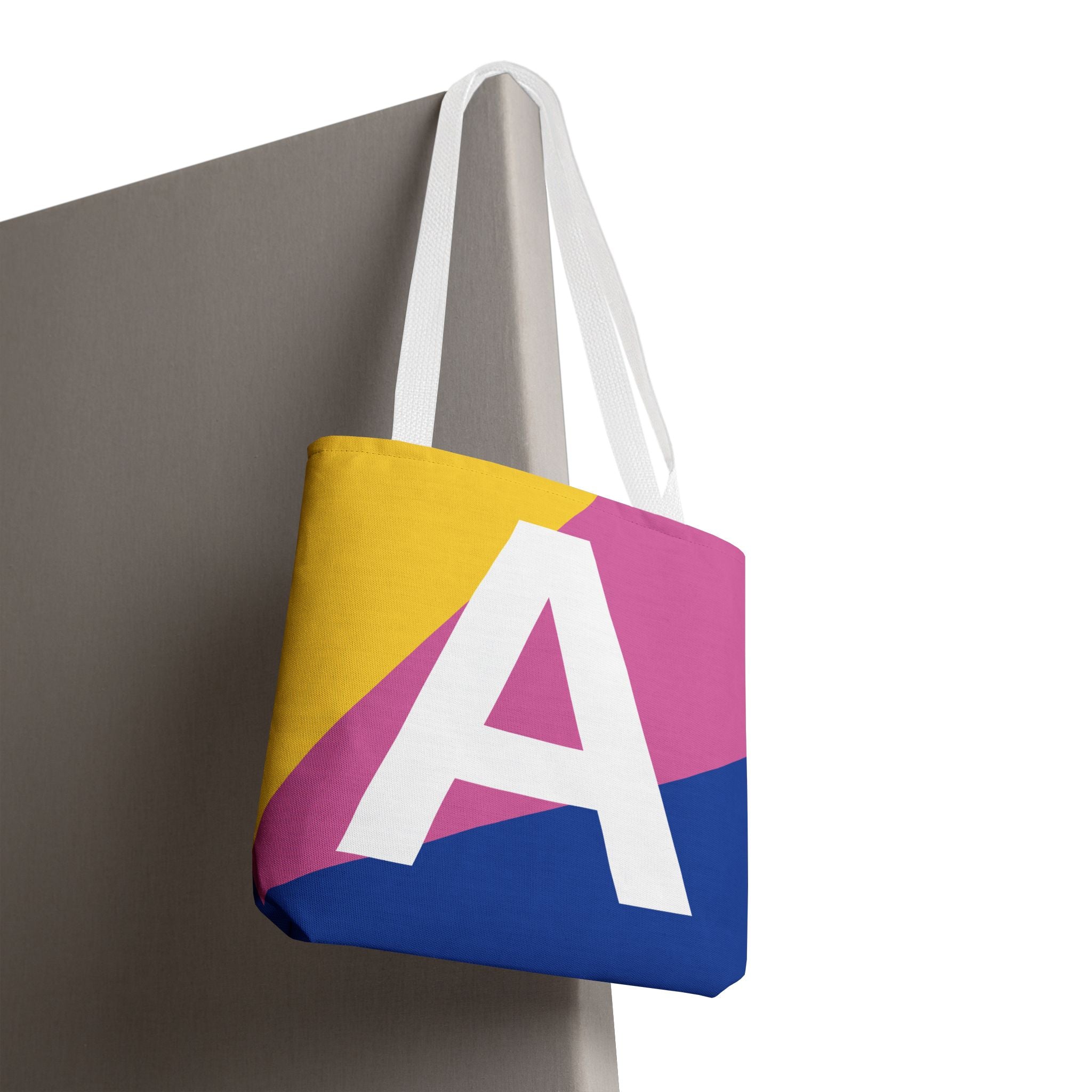 Monogram 'A' Colorblock Tote Bag — Personalized Initial A Shoulder Tote