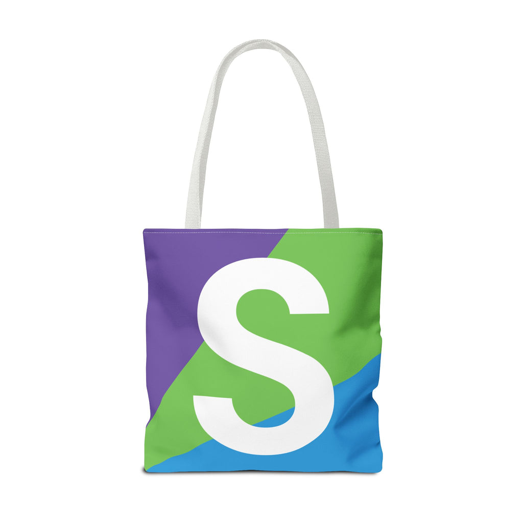 Monogram 'S' Colorblock Tote Bag — Personalized Initial S Shoulder Tote