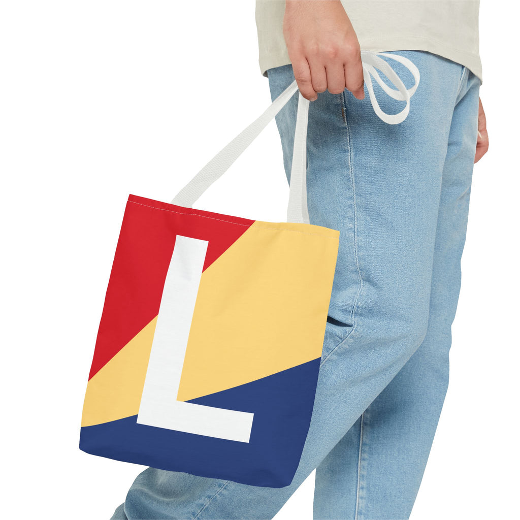 Monogram 'L' Colorblock Tote Bag — Personalized Initial L Shoulder Tote