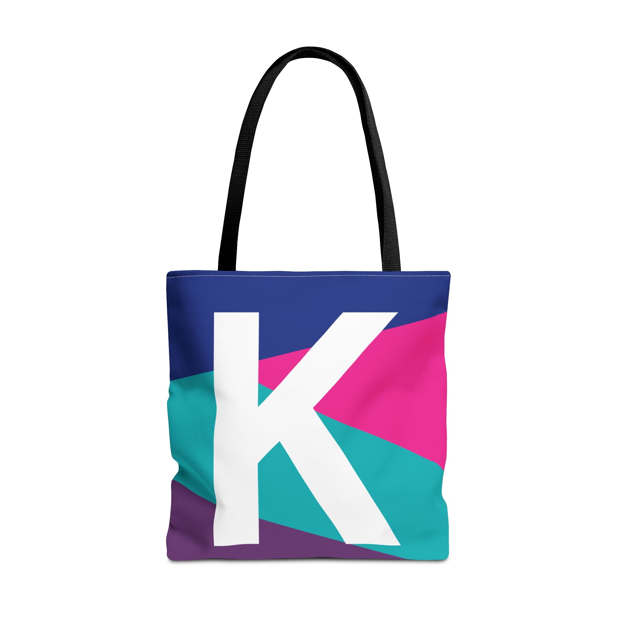 Monogram 'K' Colorblock Tote Bag — Personalized Initial K Shoulder Tote
