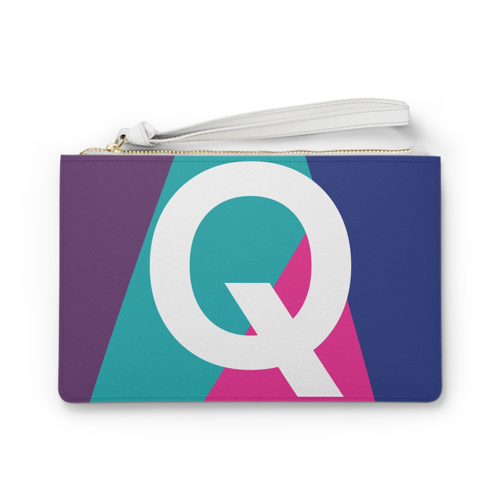 Monogram 'Q' Colorblock Clutch Bag — Bold Geometric Wristlet for Everyday & Gifts