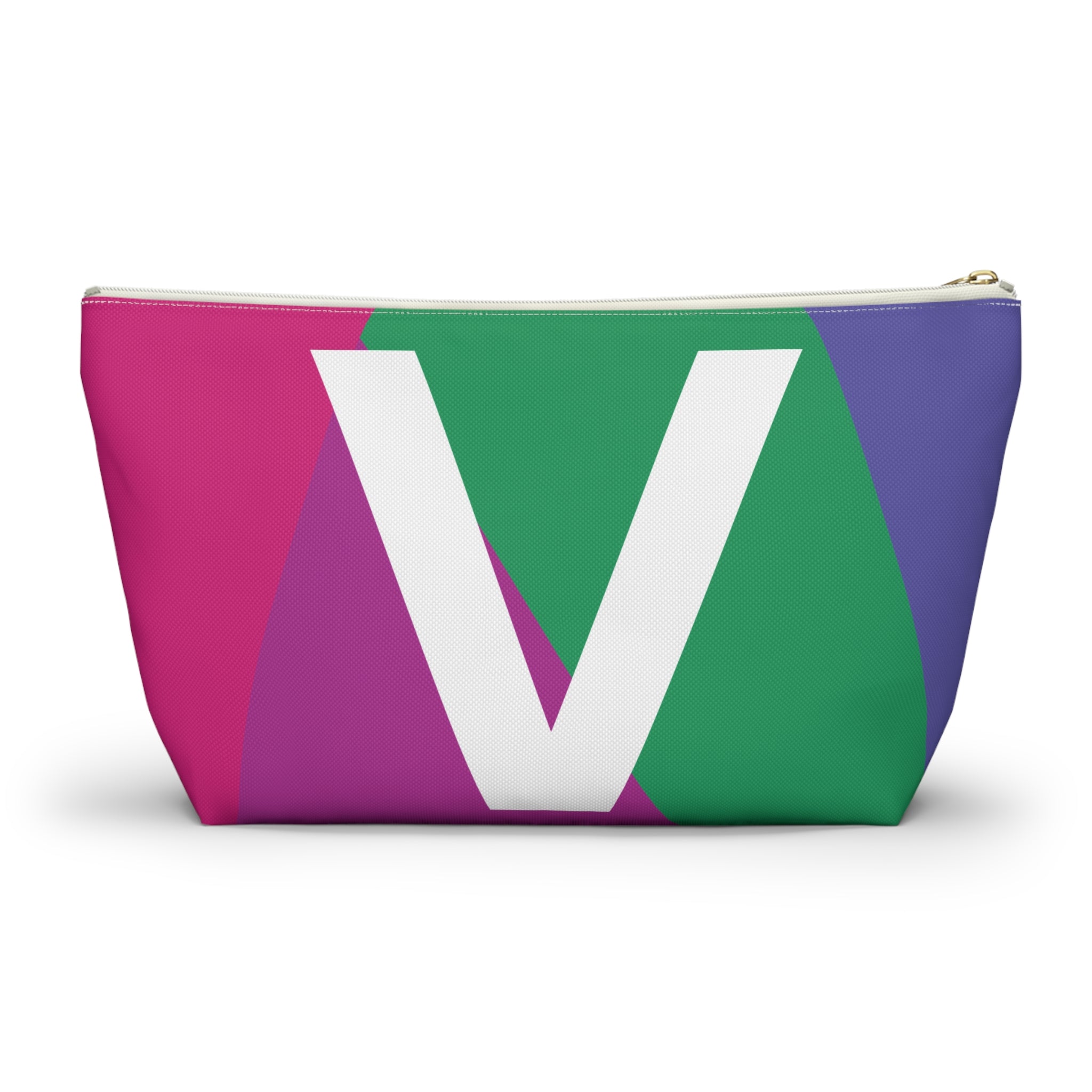 Initials Colorblock Accessory Pouch — Monogram V T-Bottom Cosmetic Bag