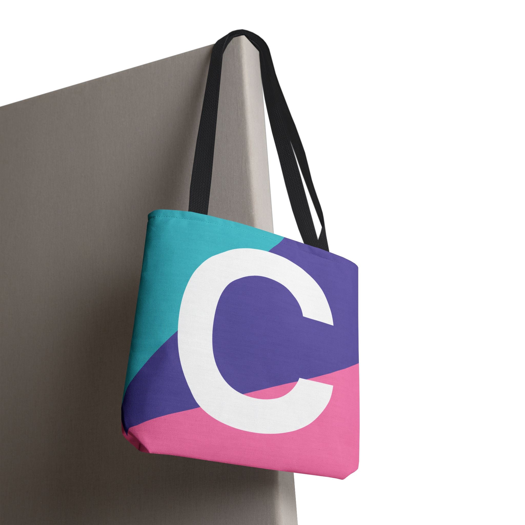 Monogram 'C' Colorblock Tote Bag — Personalized Initial C Shoulder Tote