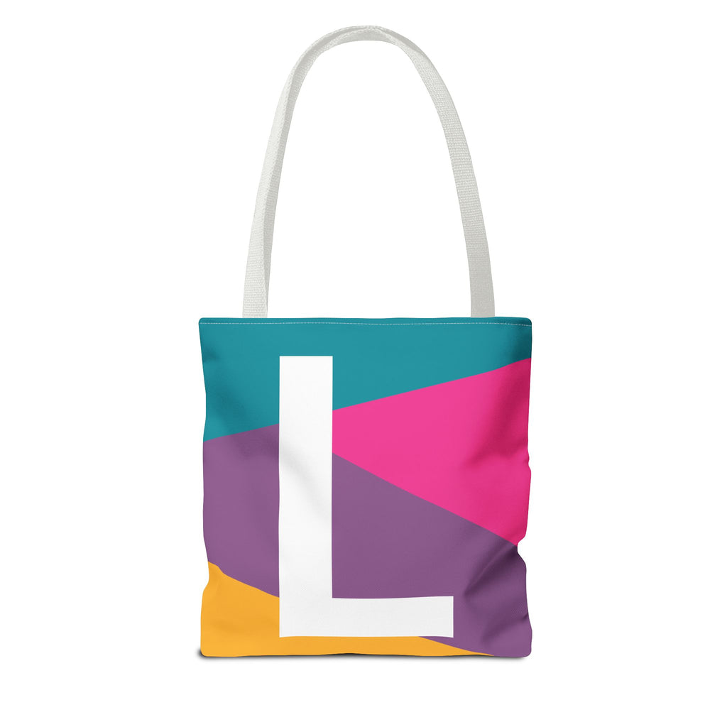 Monogram 'L' Colorblock Tote Bag — Personalized Initial L Shoulder Tote