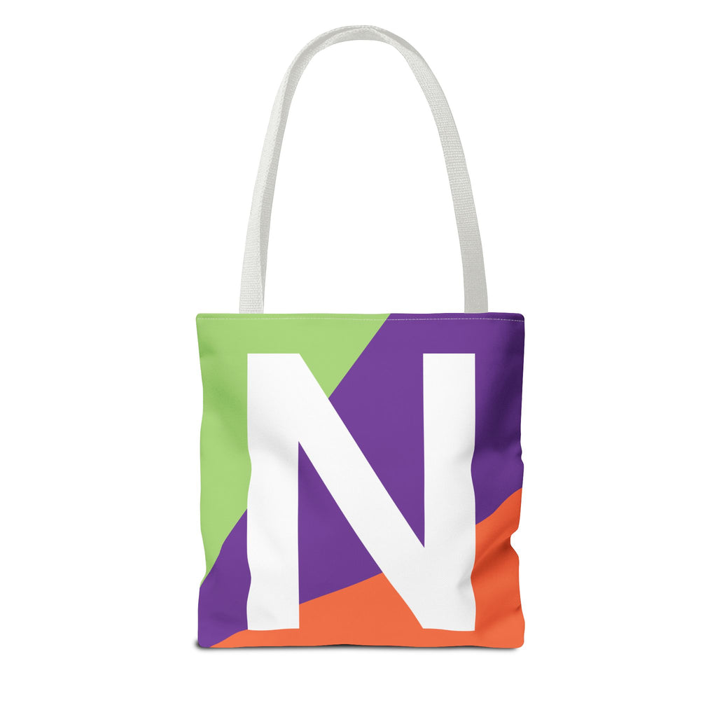 Monogram 'N' Colorblock Tote Bag — Personalized Initial N Shoulder Tote