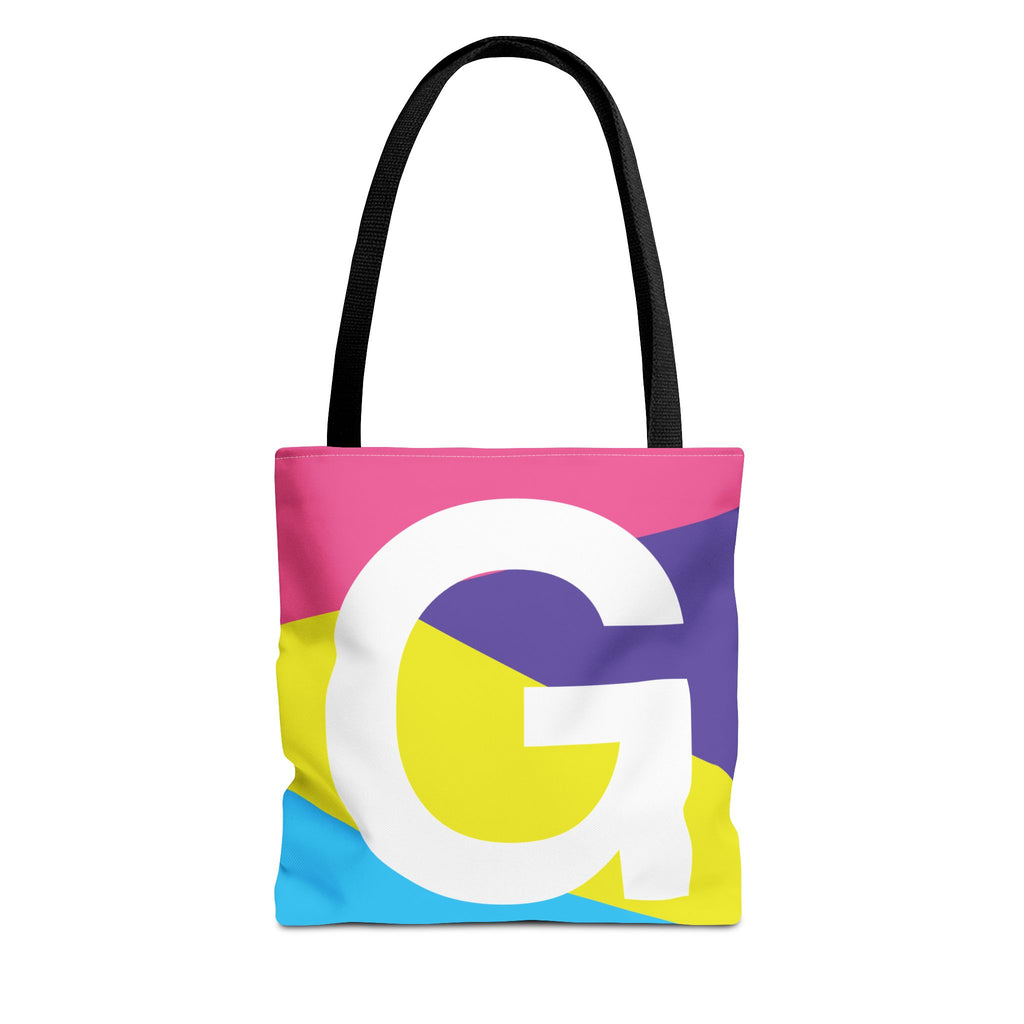 Monogram 'G' Colorblock Tote Bag — Personalized Initial G Shoulder Tote