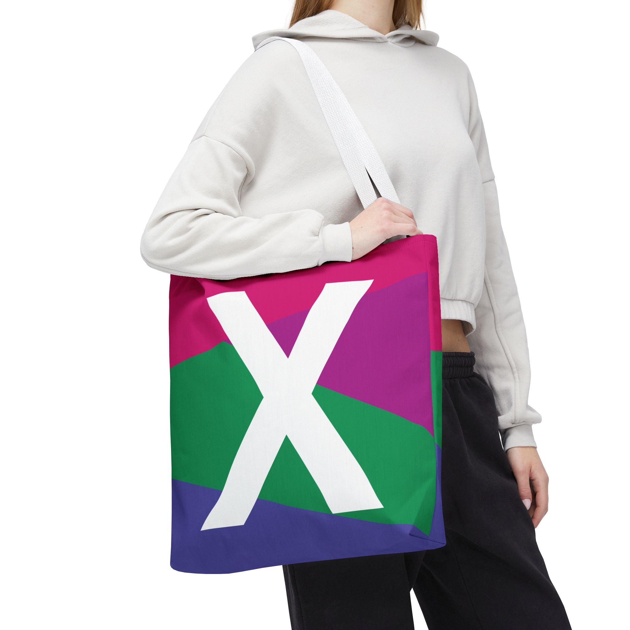 Monogram 'X' Colorblock Tote Bag — Personalized Initial X Shoulder Tote