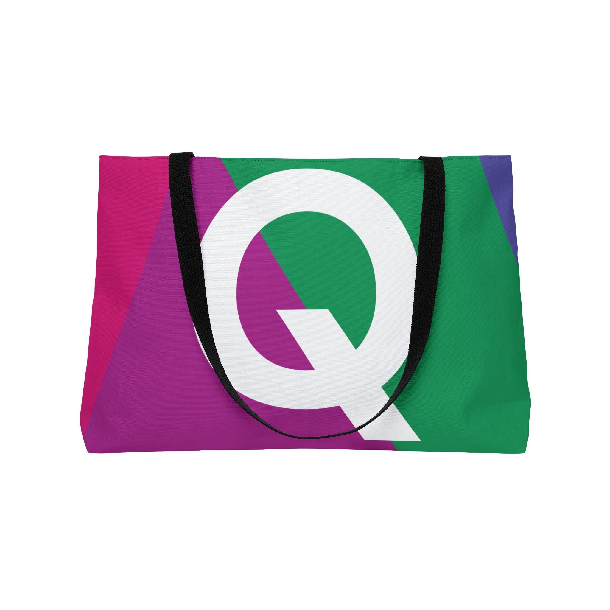 Personalized 'Q' Colorblock Tote Bag — Monogram Weekender Tote