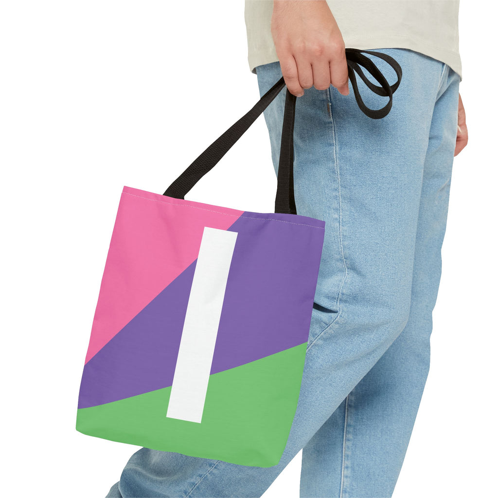 Monogram 'I' Colorblock Tote Bag — Personalized Initial I Shoulder Tote