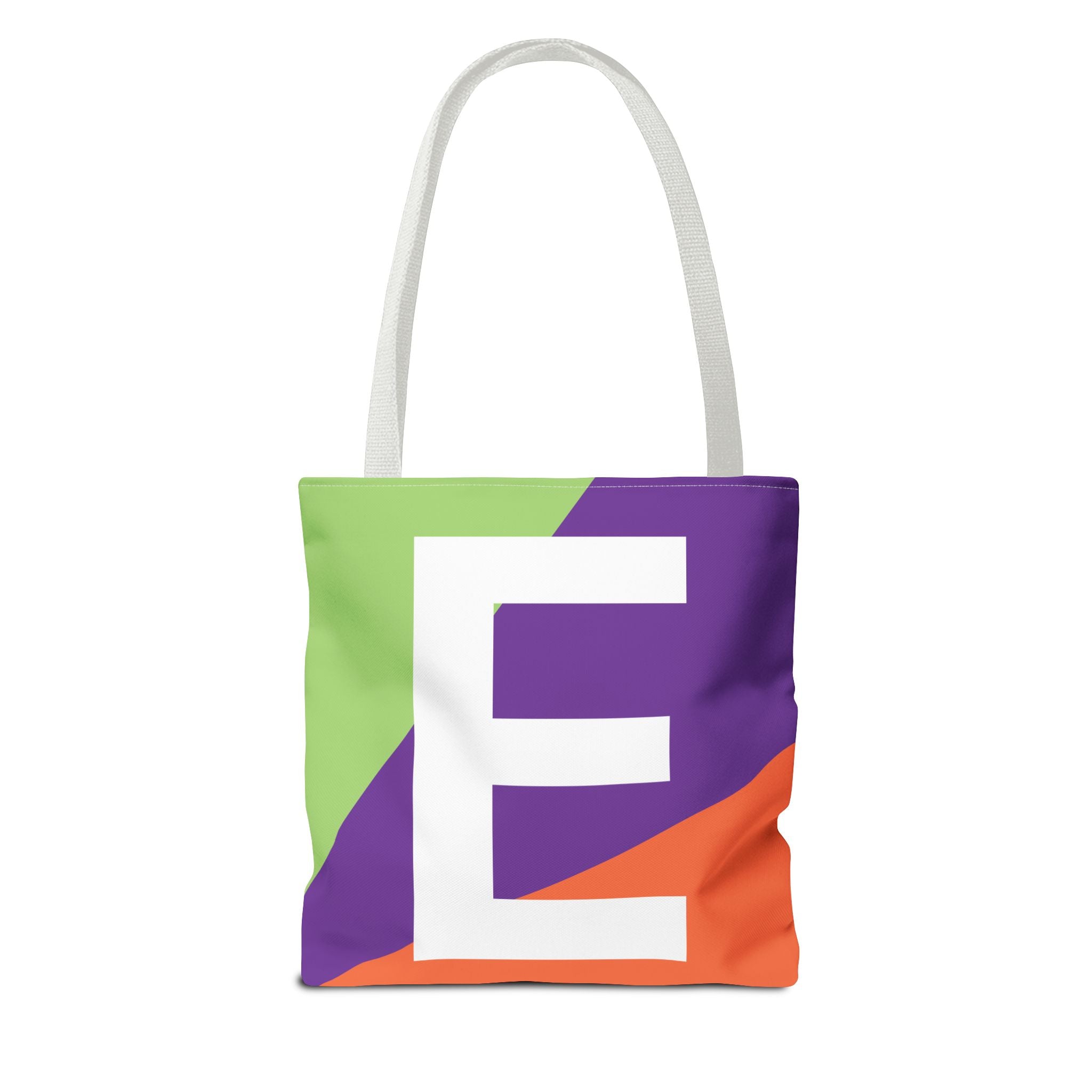 Monogram 'E' Colorblock Tote Bag — Personalized Initial E Shoulder Tote