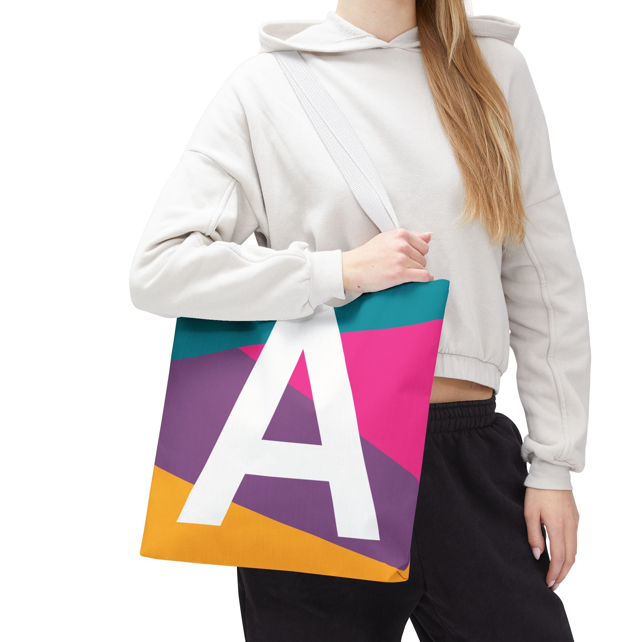 Monogram 'A' Colorblock Tote Bag — Personalized Initial A Shoulder Tote