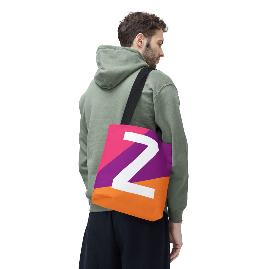 Monogram 'Z' Colorblock Tote Bag — Personalized Initial Z Shoulder Tote