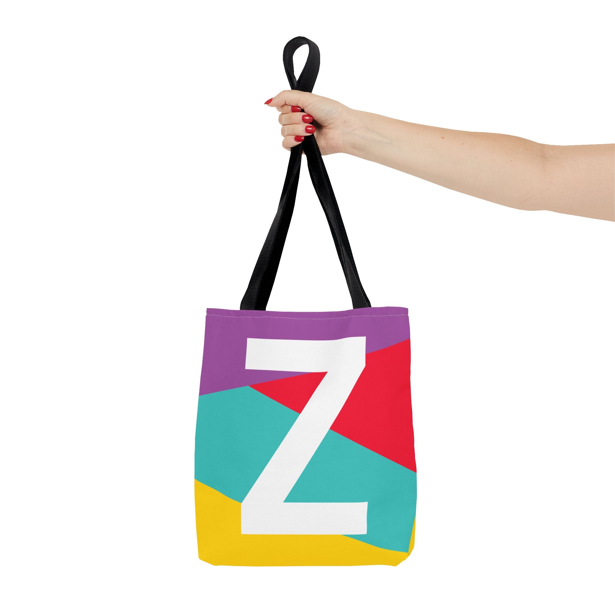 Monogram 'Z' Colorblock Tote Bag — Personalized Initial Z Shoulder Tote