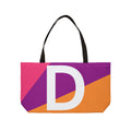 Personalized 'D' Colorblock Tote Bag — Monogram Weekender Tote