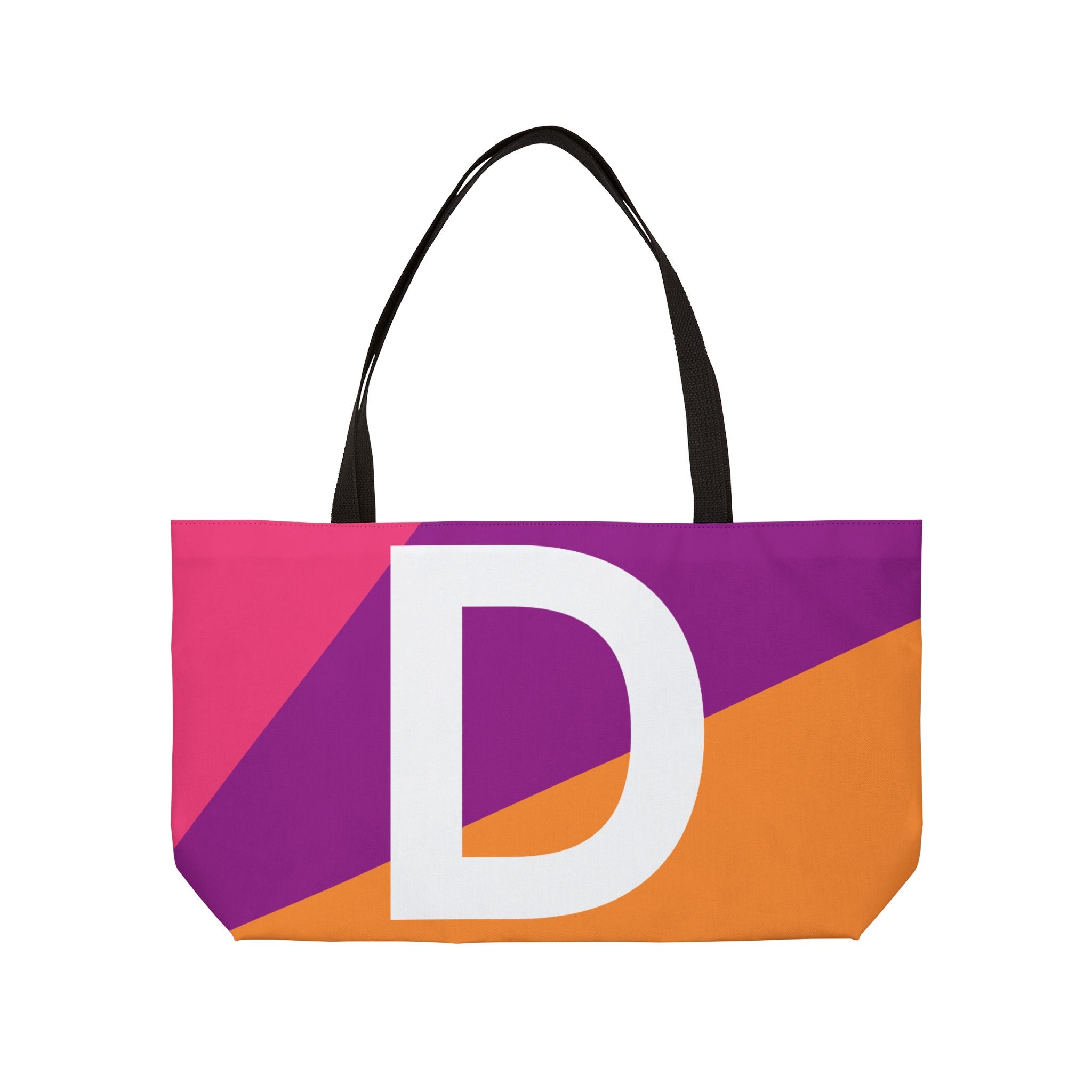 Personalized 'D' Colorblock Tote Bag — Monogram Weekender Tote
