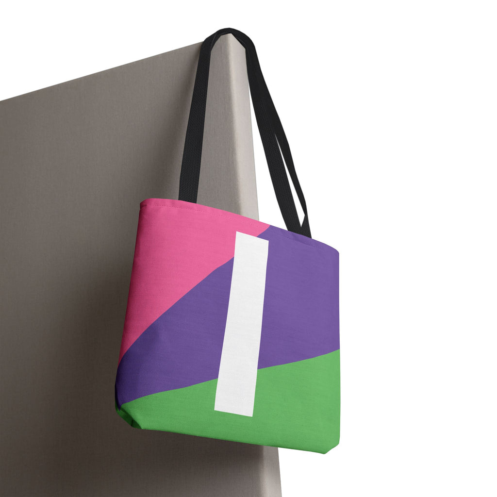 Monogram 'I' Colorblock Tote Bag — Personalized Initial I Shoulder Tote