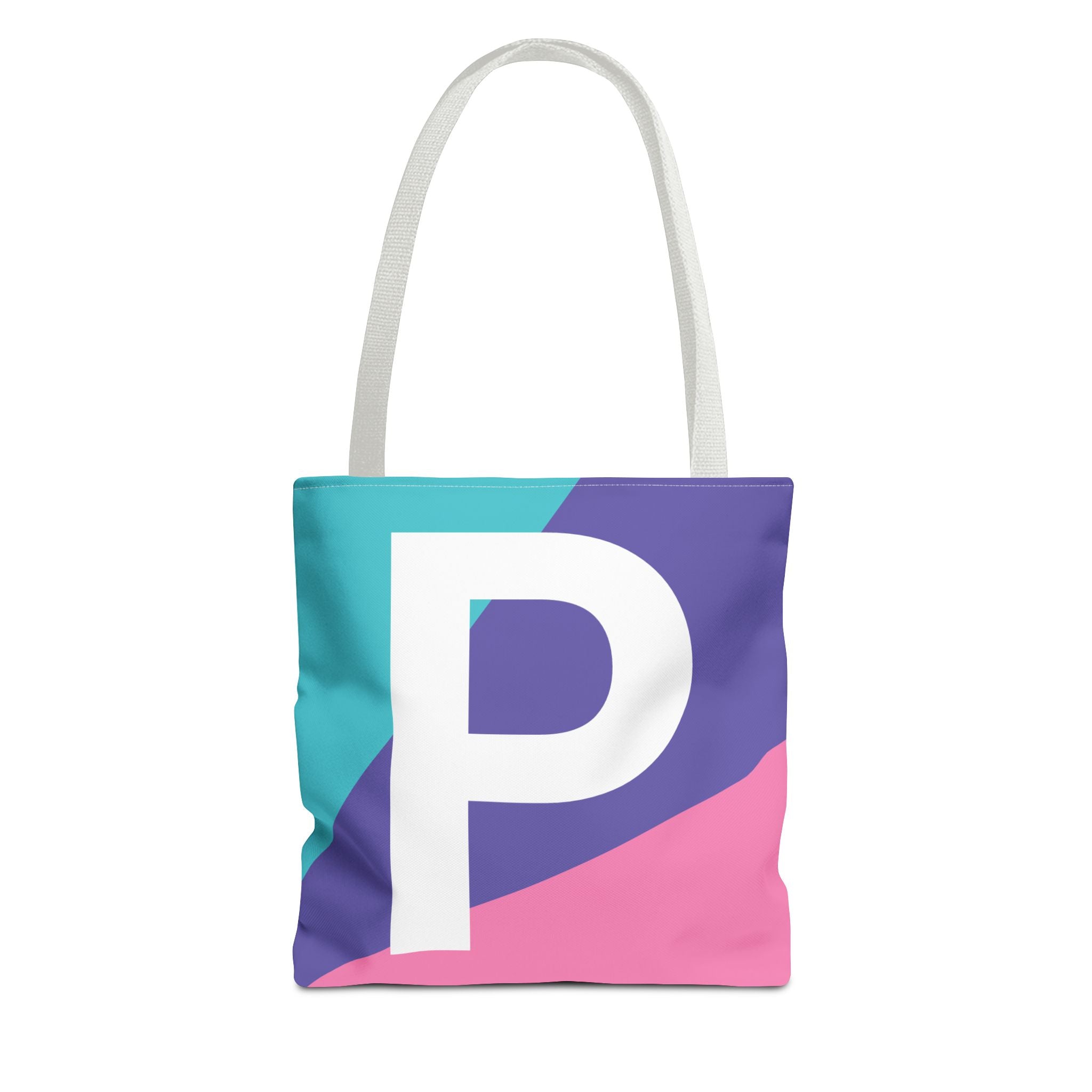 Monogram 'P' Colorblock Tote Bag — Personalized Initial P Shoulder Tote