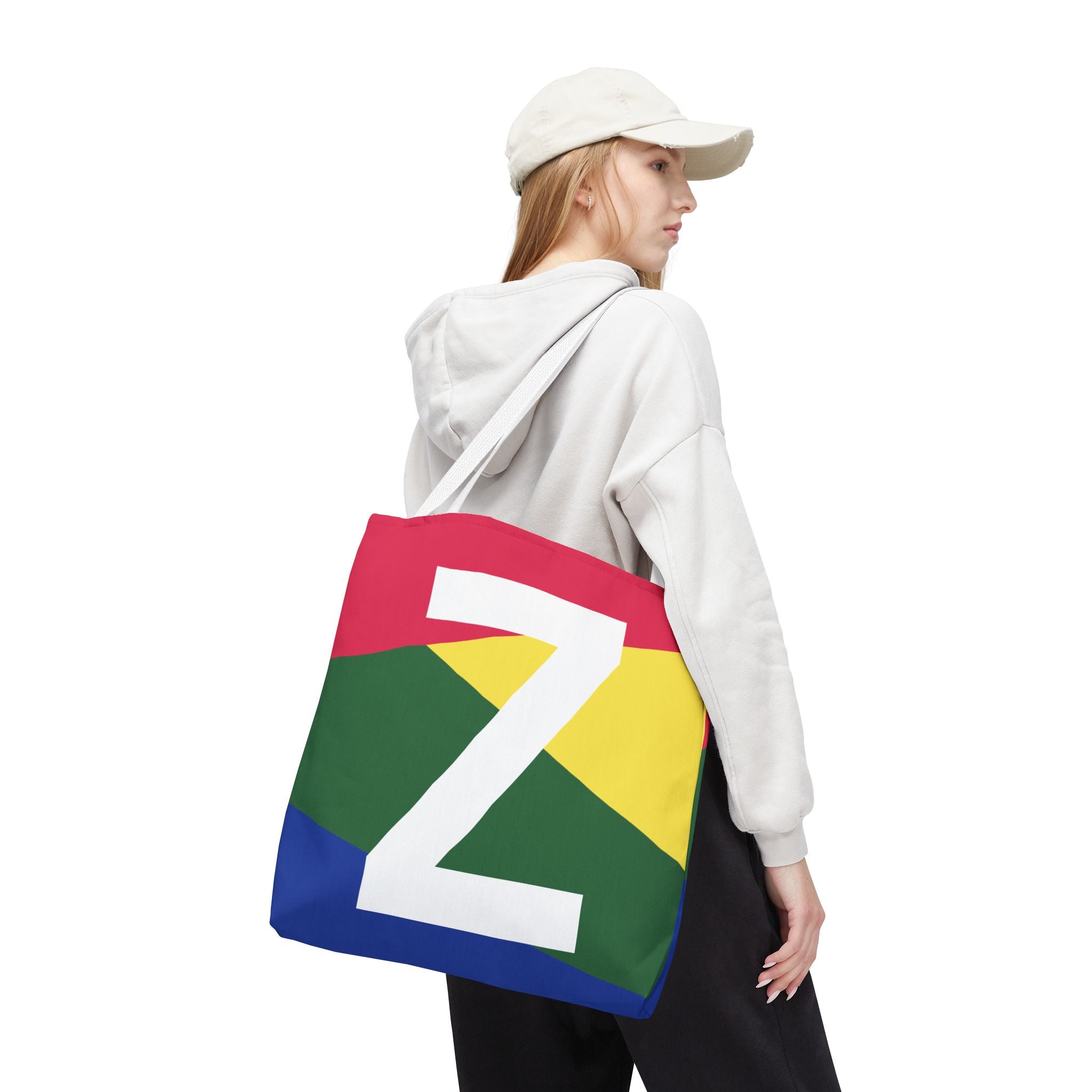 Monogram 'Z' Colorblock Tote Bag — Personalized Initial Z Shoulder Tote