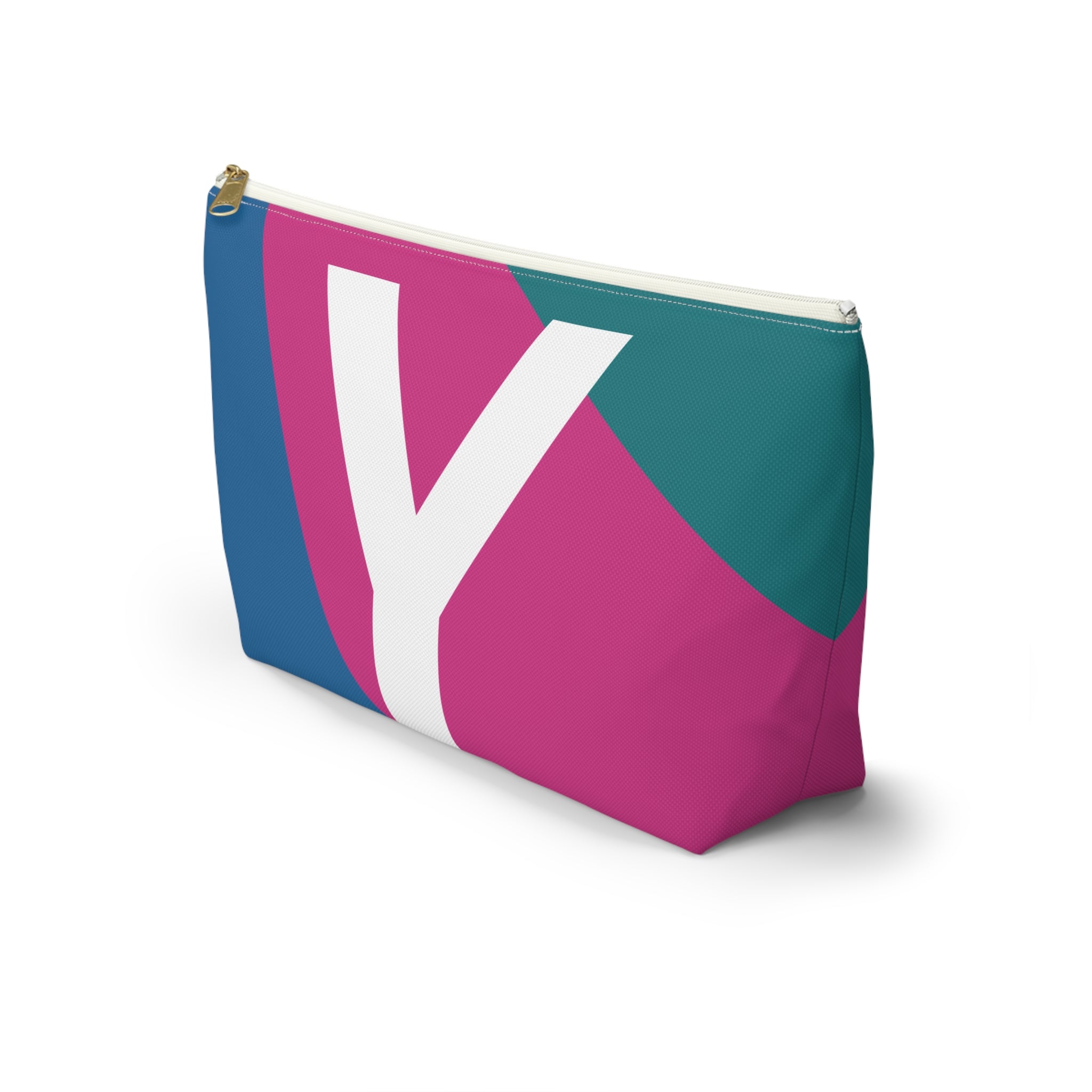 Initials Colorblock Accessory Pouch — Monogram Y T-Bottom Cosmetic Bag