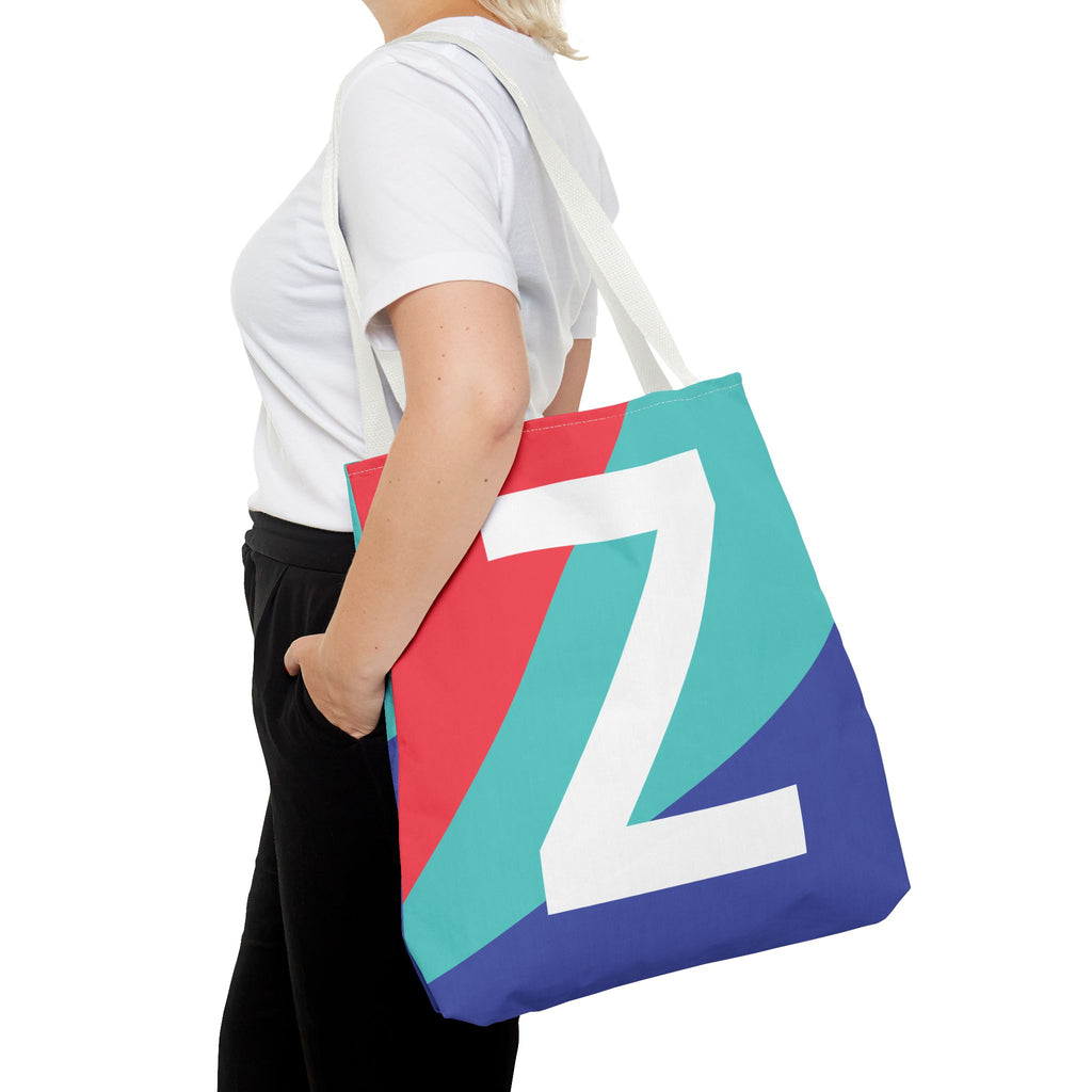 Monogram 'Z' Colorblock Tote Bag — Personalized Initial Z Shoulder Tote