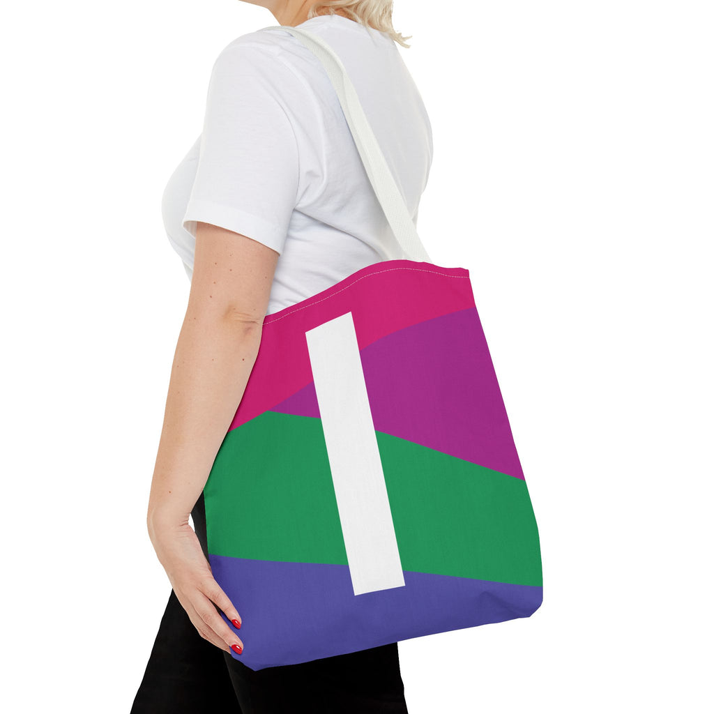 Monogram 'I' Colorblock Tote Bag — Personalized Initial I Shoulder Tote